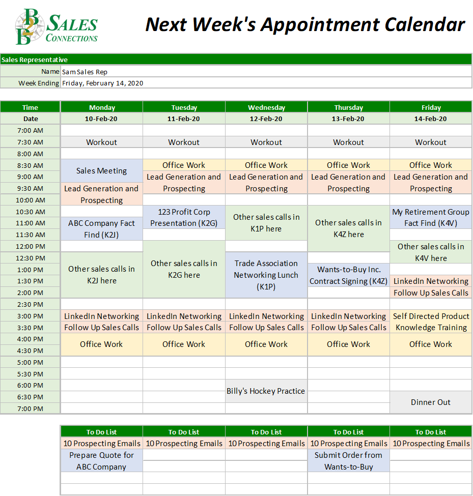 How Salespeople Should Organize Their Time - Sales Tips from B2B Sales Connections