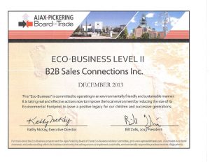 B2B Sales Connections Inc. reaches Level II Eco Business - January 2014
